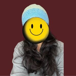 Handmade Crochet Beanie – Aqua Green and Blue (Adult Size)